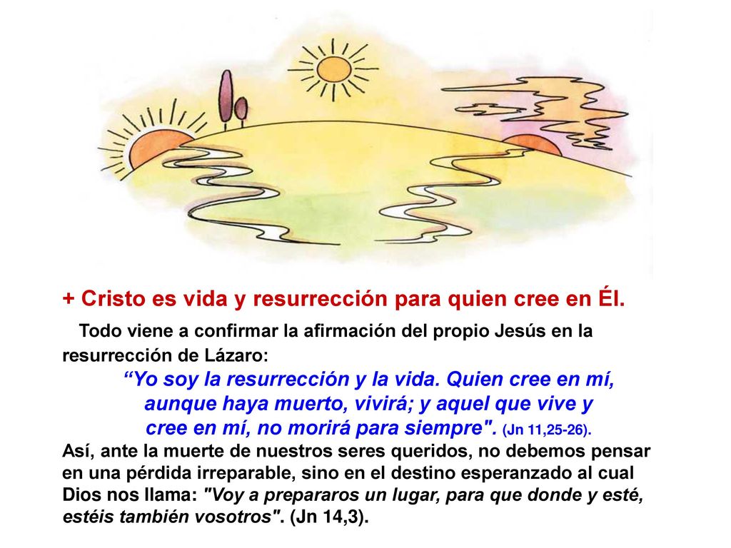 + Cristo es vida y resurrección para quien cree en Él.