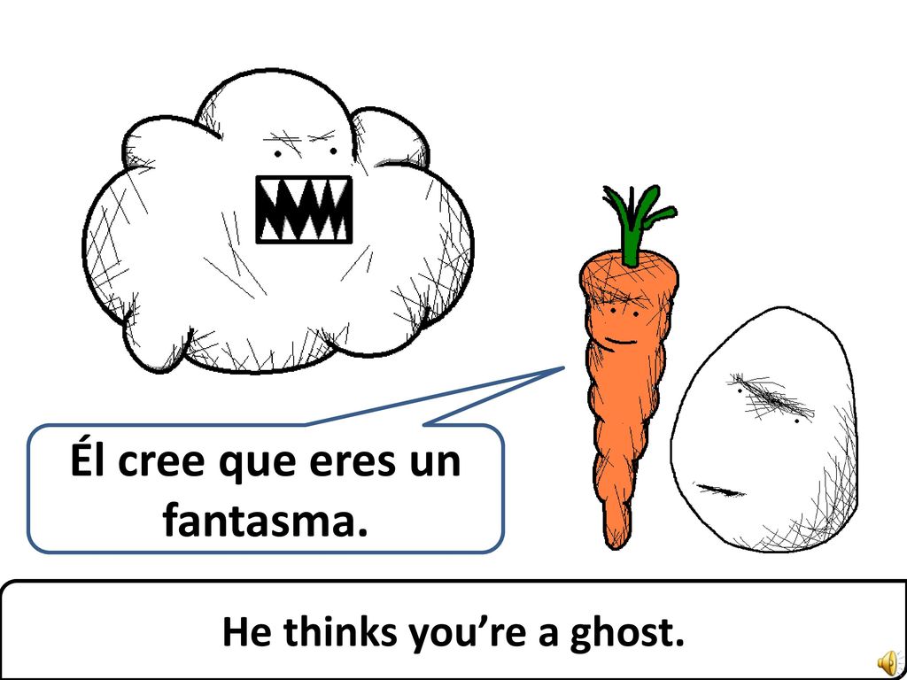 Él cree que eres un fantasma. He thinks you’re a ghost.