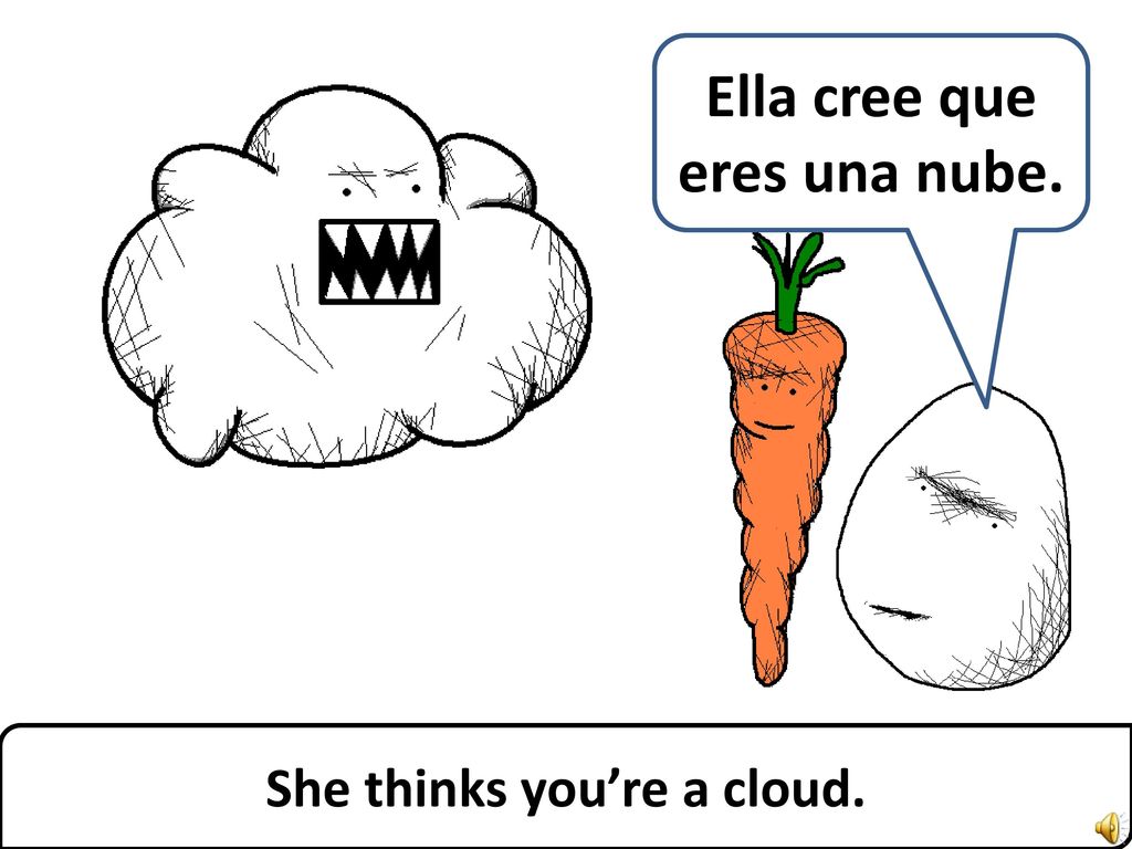 Ella cree que eres una nube. She thinks you’re a cloud.