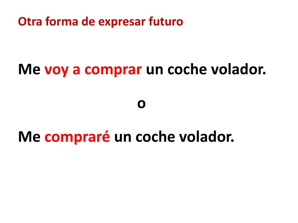Me voy a comprar un coche volador. o Me compraré un coche volador.