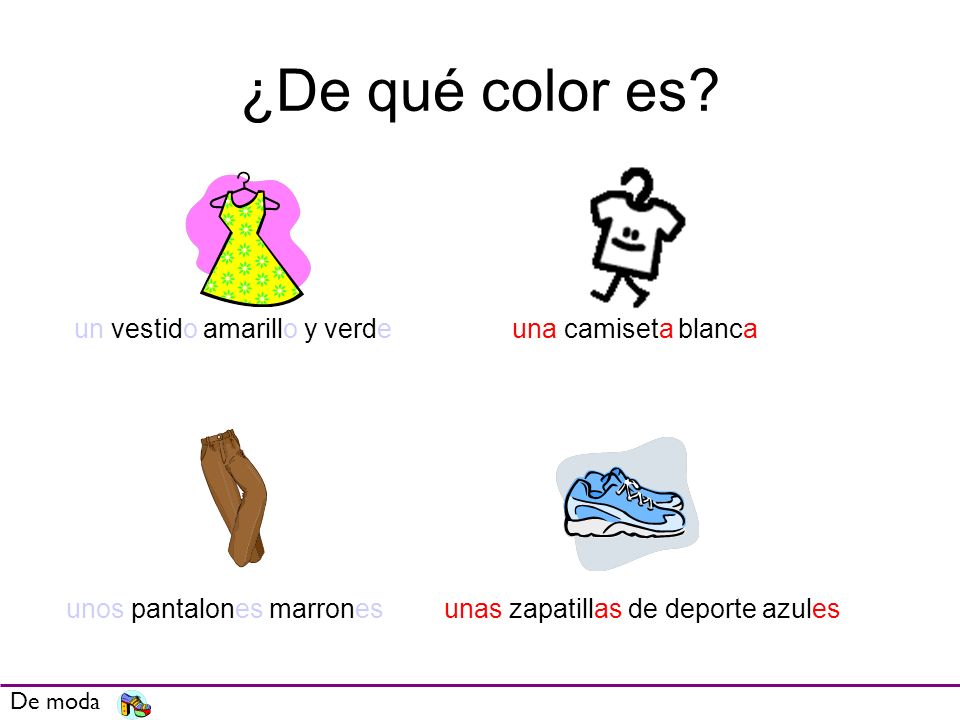 ¿De qué color es un vestido amarillo y verde una camiseta blanca