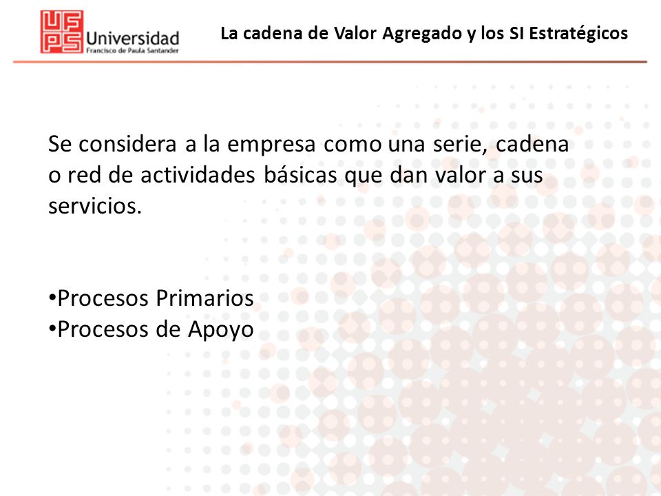 La cadena de Valor Agregado y los SI Estratégicos