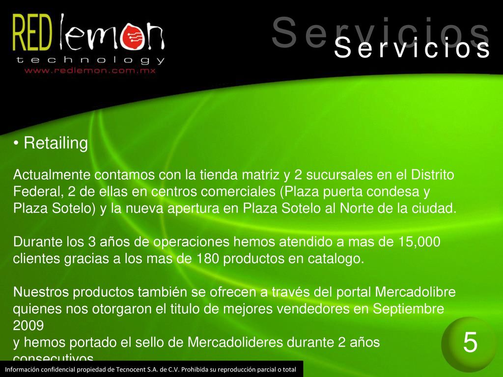 S e r v i c i o s S e r v i c i o s 5 Retailing