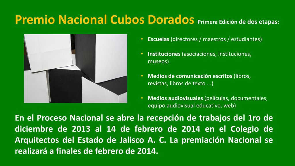 Premio Nacional Cubos Dorados Primera Edición de dos etapas: