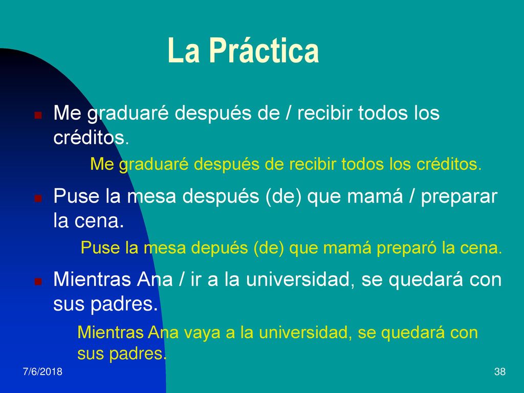 La Práctica Me graduaré después de / recibir todos los créditos.