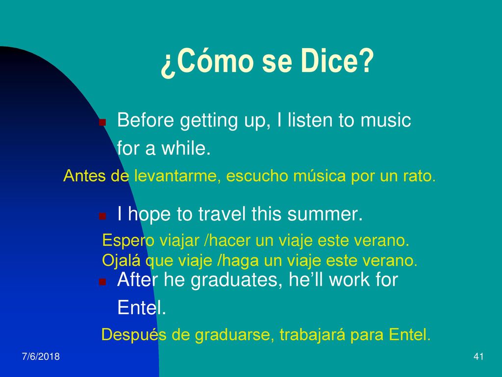 ¿Cómo se Dice Before getting up, I listen to music for a while.