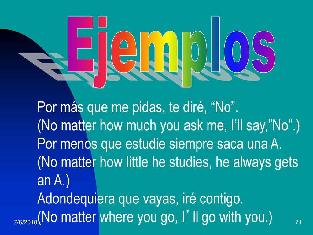 Ejemplos Por más que me pidas, te diré, No .