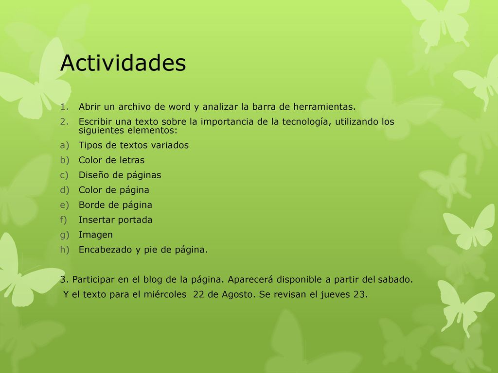 Actividades Abrir un archivo de word y analizar la barra de herramientas.