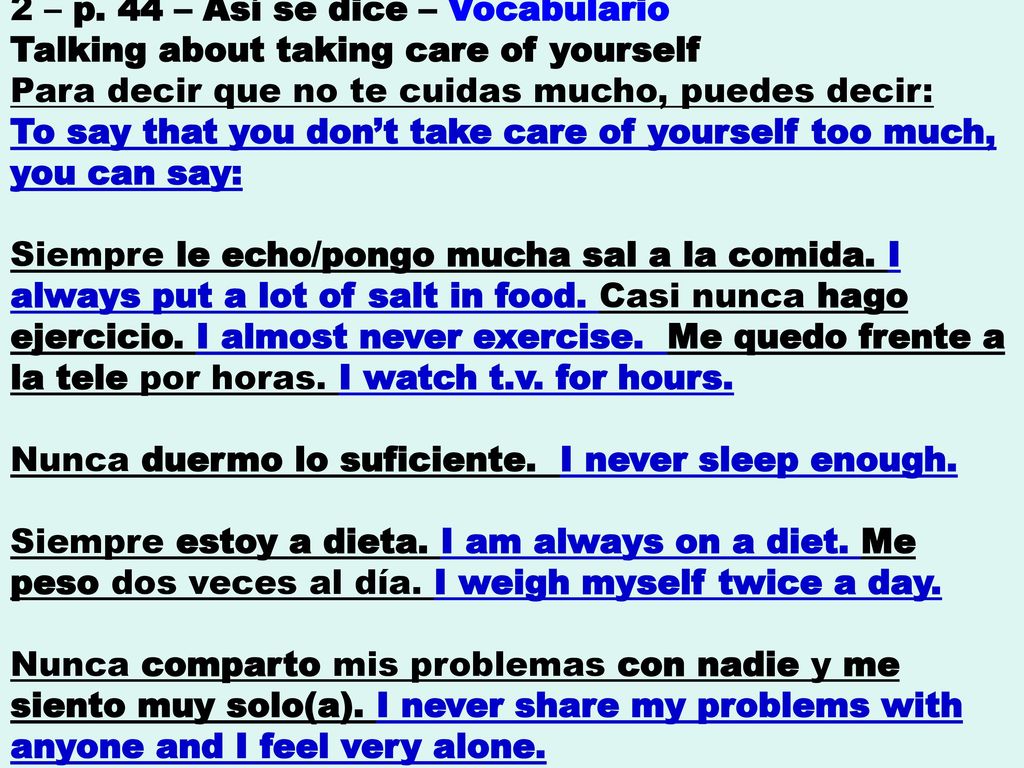 2 – p. 44 – Así se dice – Vocabulario