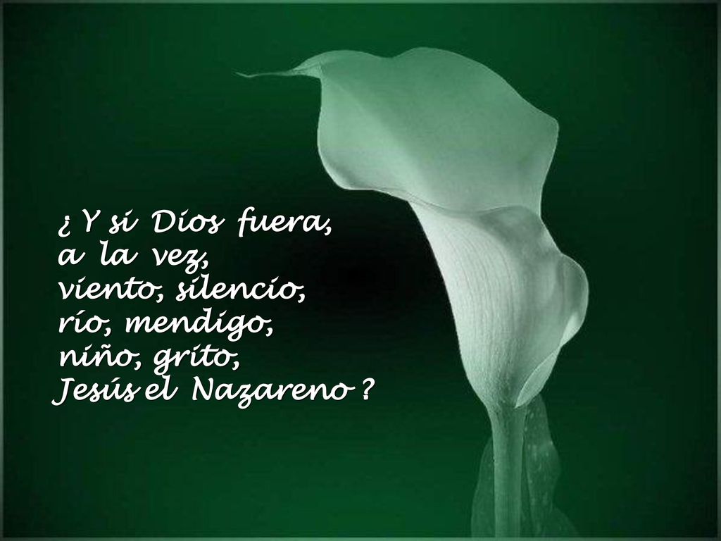 ¿ Y si Dios fuera, a la vez, viento, silencio, río, mendigo, niño, grito, Jesús el Nazareno