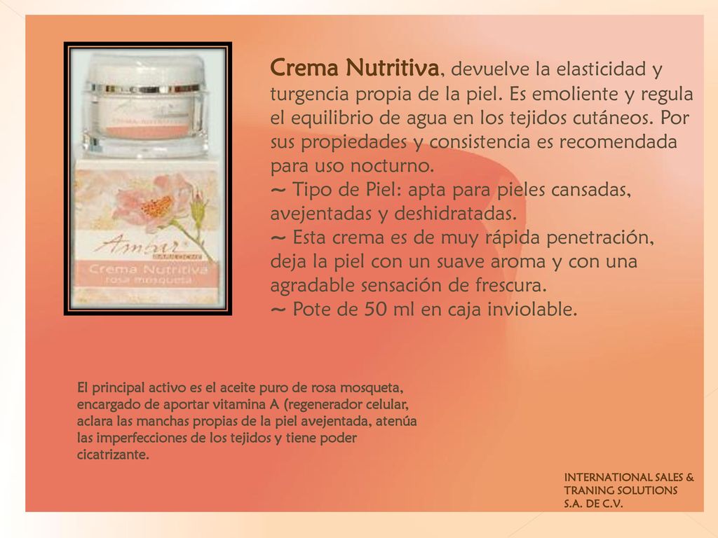 Crema Nutritiva, devuelve la elasticidad y turgencia propia de la piel