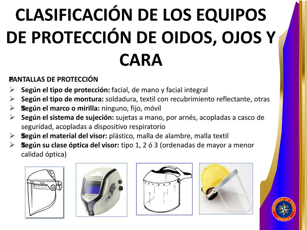 CLASIFICACIÓN DE LOS EQUIPOS DE PROTECCIÓN DE OIDOS, OJOS Y CARA