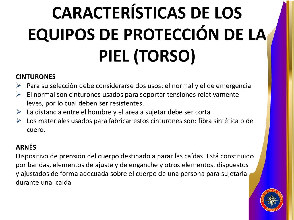 CARACTERÍSTICAS DE LOS EQUIPOS DE PROTECCIÓN DE LA PIEL (TORSO)