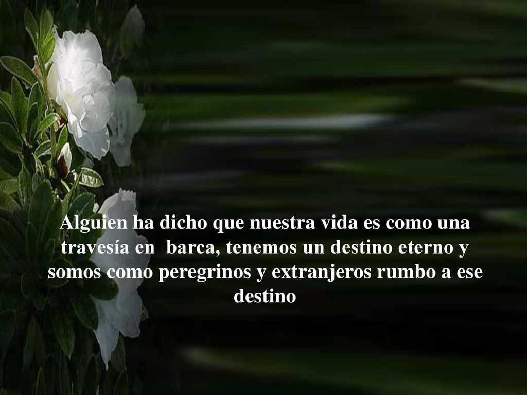 Alguien ha dicho que nuestra vida es como una travesía en barca, tenemos un destino eterno y somos como peregrinos y extranjeros rumbo a ese destino