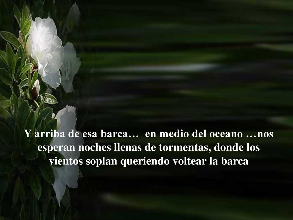 Y arriba de esa barca… en medio del oceano …nos esperan noches llenas de tormentas, donde los vientos soplan queriendo voltear la barca