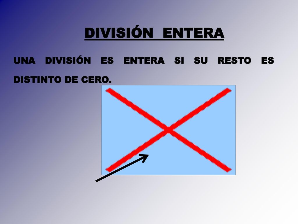 DIVISIÓN ENTERA UNA DIVISIÓN ES ENTERA SI SU RESTO ES DISTINTO DE CERO.