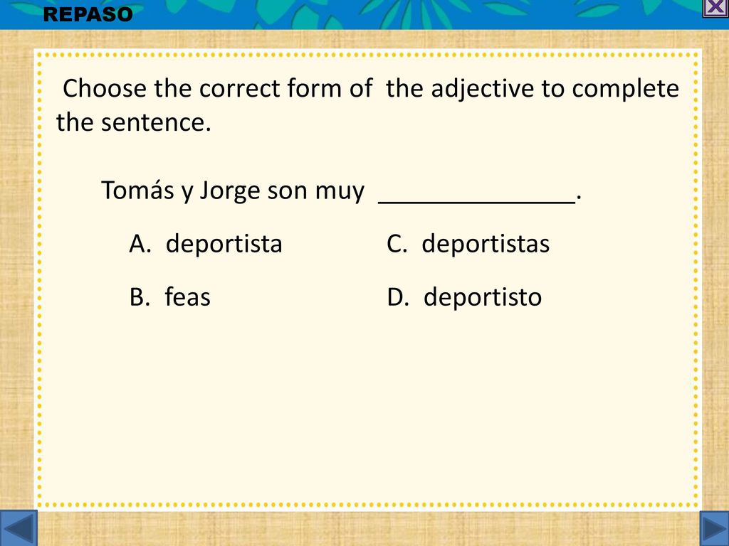 Choose the correct form of the adjective to complete the sentence.