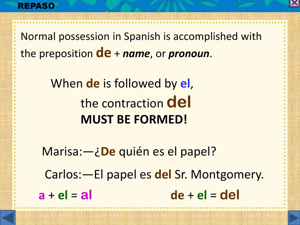 Marisa:—¿De quién es el papel Carlos:—El papel es del Sr. Montgomery.