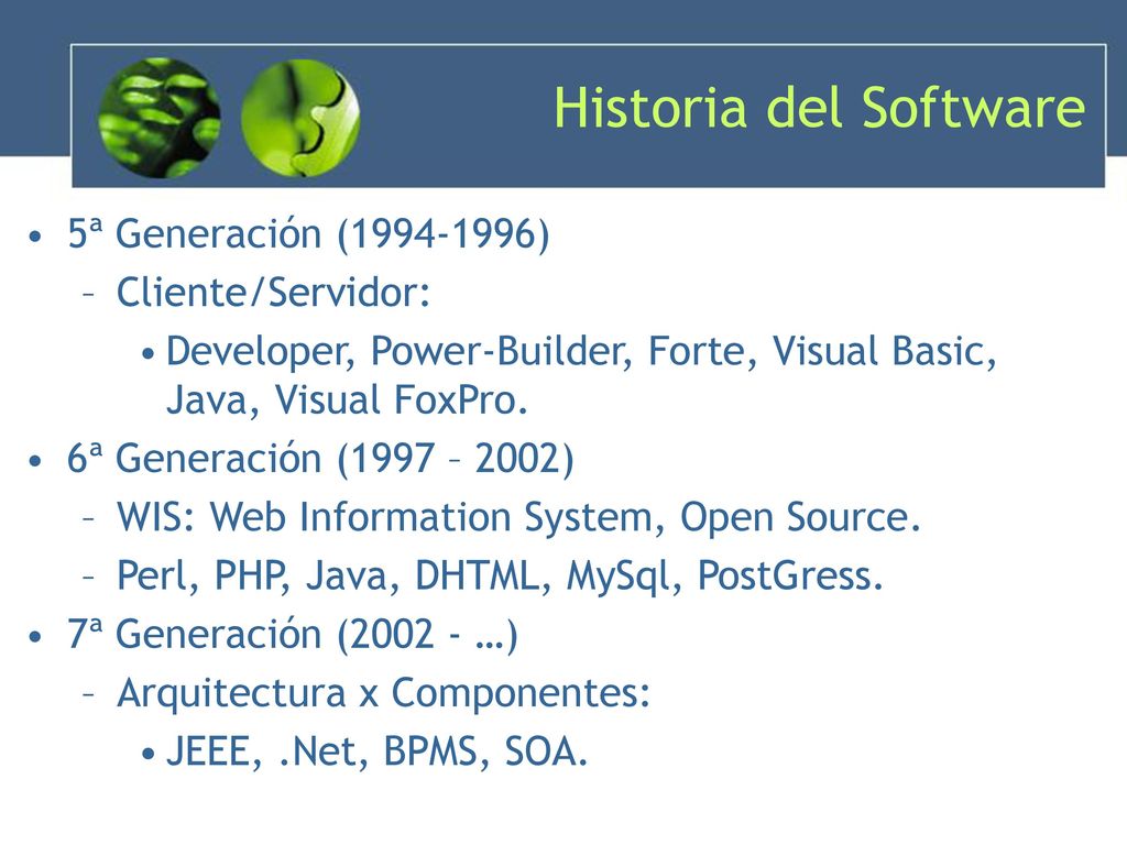 Historia del Software 5ª Generación ( ) Cliente/Servidor: