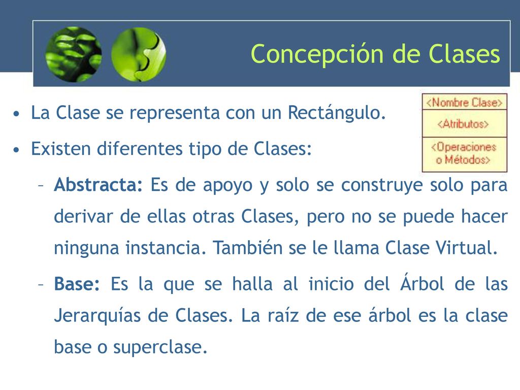 Concepción de Clases La Clase se representa con un Rectángulo.