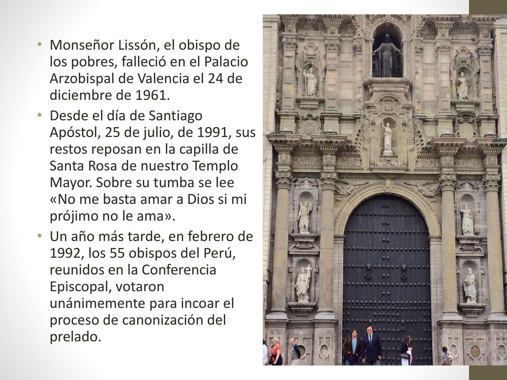 Monseñor Lissón, el obispo de los pobres, falleció en el Palacio Arzobispal de Valencia el 24 de diciembre de 1961.