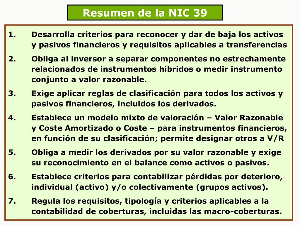 NIC 39: Reconocimiento y Valoración de Instrumentos Financieros - ppt  descargar