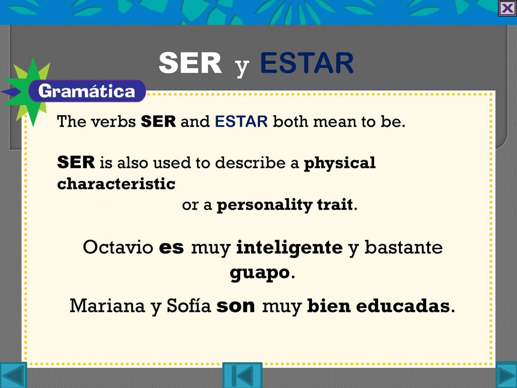 SER y ESTAR Octavio es muy inteligente y bastante guapo.