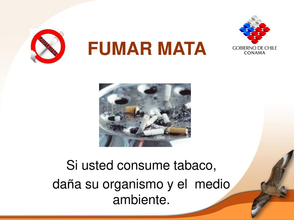 Si usted consume tabaco, daña su organismo y el medio ambiente.