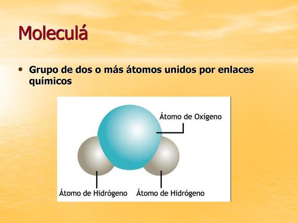 Moleculá Grupo de dos o más átomos unidos por enlaces químicos