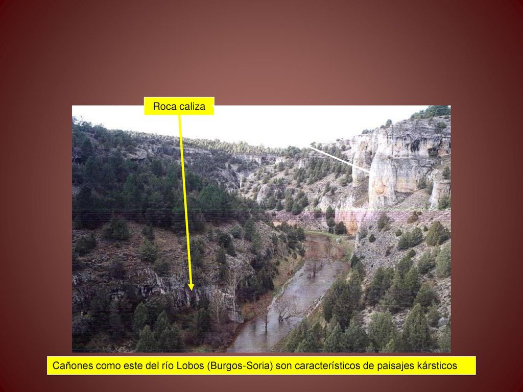 Roca caliza Cañones como este del río Lobos (Burgos-Soria) son característicos de paisajes kársticos.