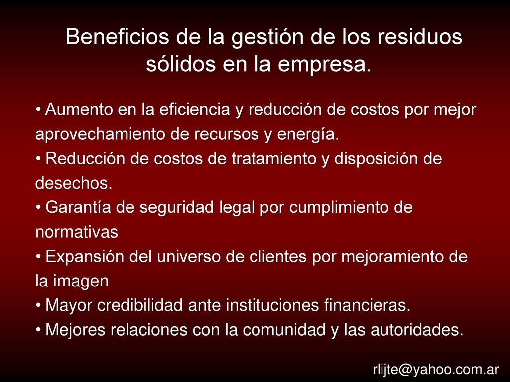 Beneficios de la gestión de los residuos sólidos en la empresa.