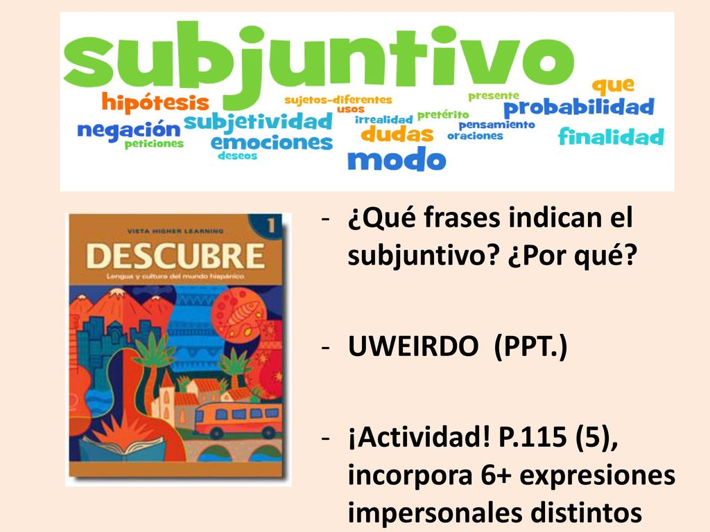 Intro. al Subjuntivo ¿Qué frases indican el subjuntivo ¿Por qué