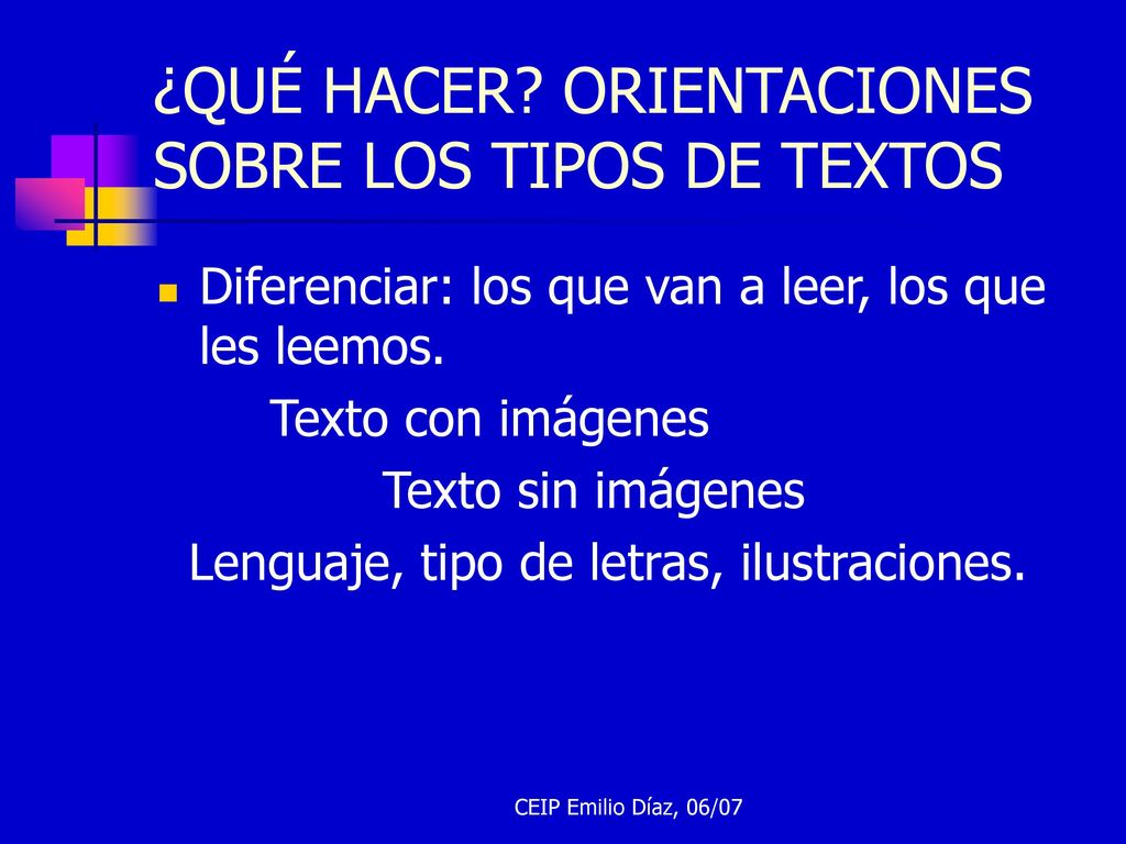 ¿QUÉ HACER ORIENTACIONES SOBRE LOS TIPOS DE TEXTOS