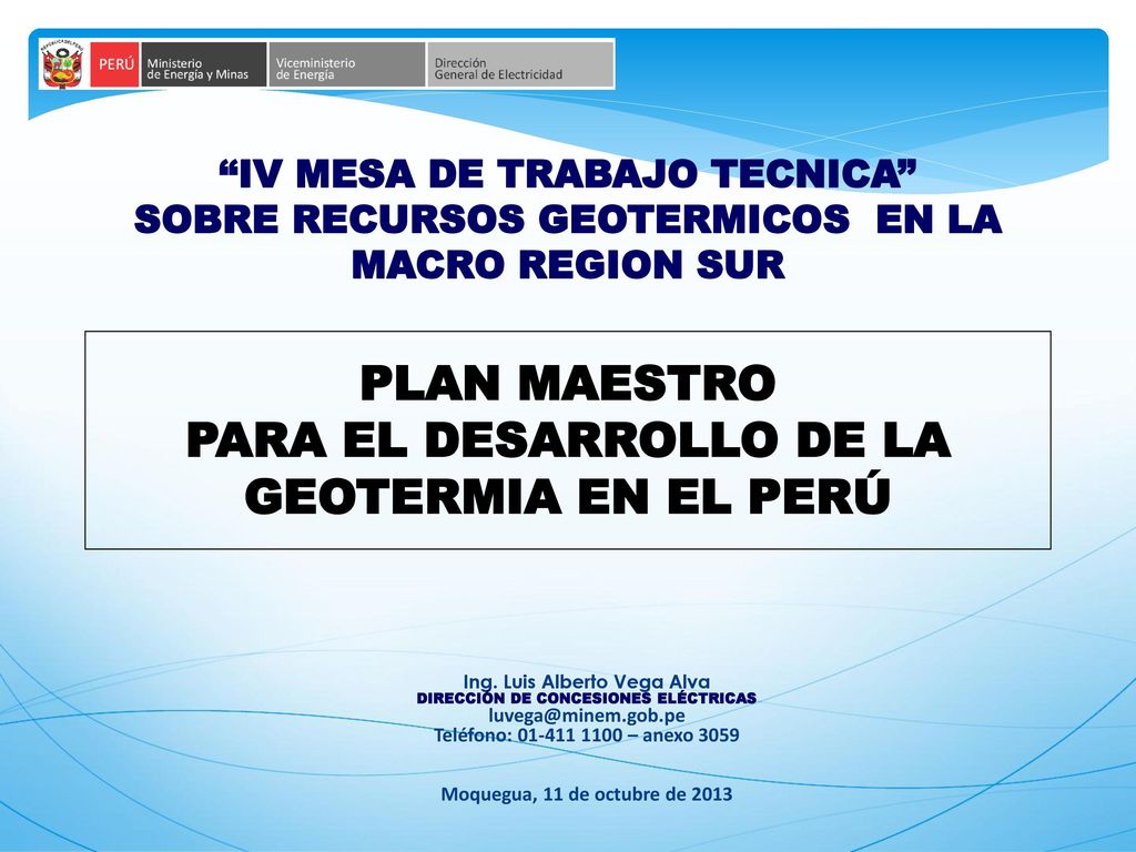 PLAN MAESTRO PARA EL DESARROLLO DE LA GEOTERMIA EN EL PERÚ