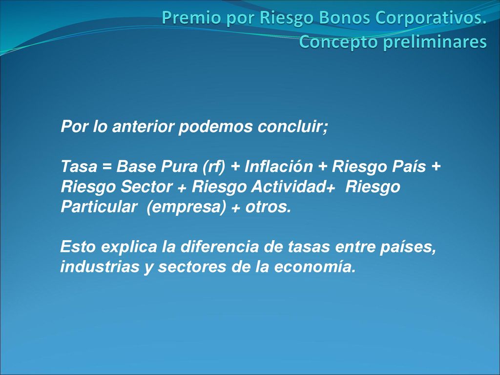 Premio por Riesgo Bonos Corporativos. Concepto preliminares