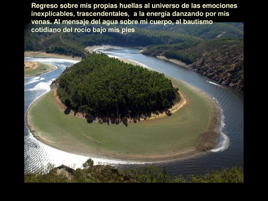 Regreso sobre mis propias huellas al universo de las emociones inexplicables, trascendentales, a la energía danzando por mis venas.