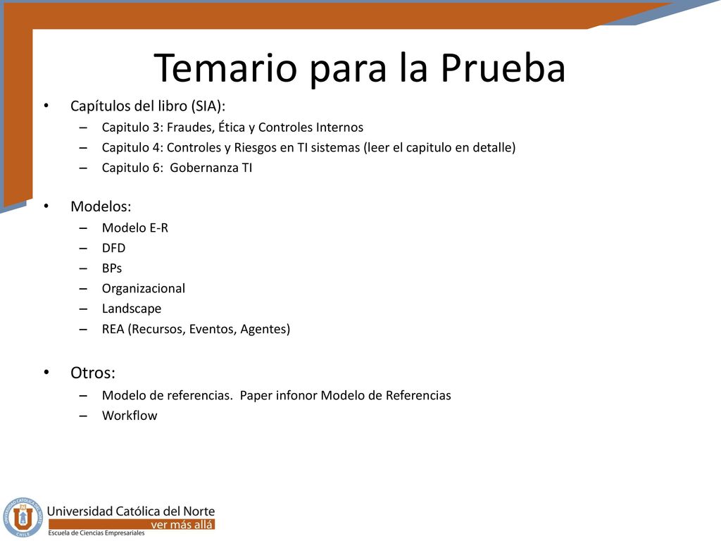 Temario para la Prueba Otros: Capítulos del libro (SIA): Modelos:
