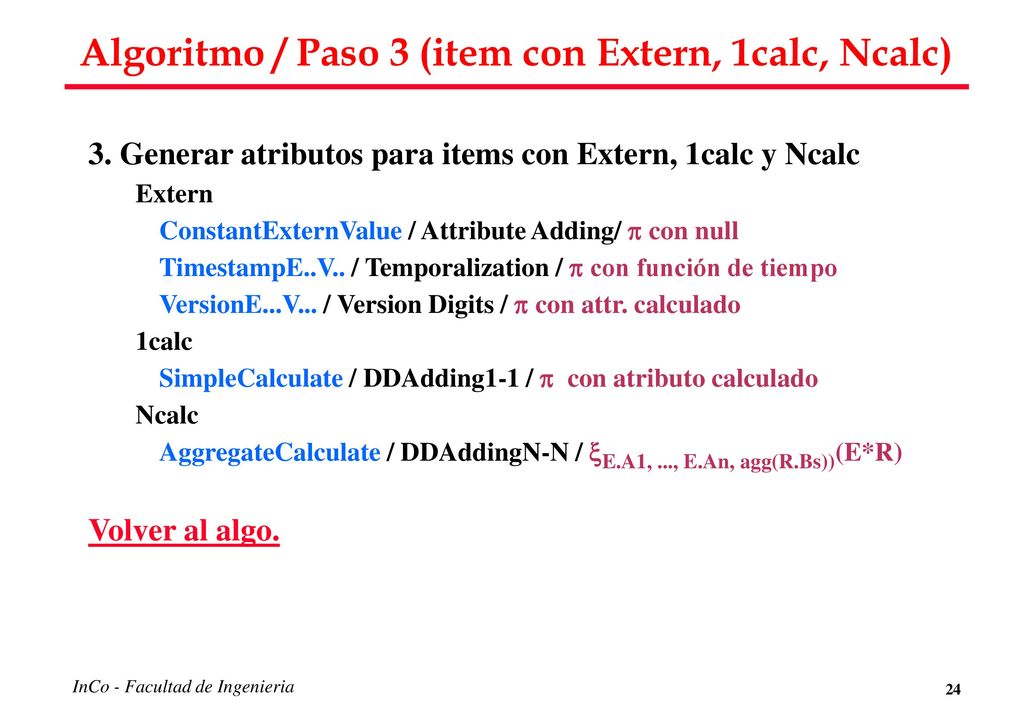 Algoritmo / Paso 3 (item con Extern, 1calc, Ncalc)