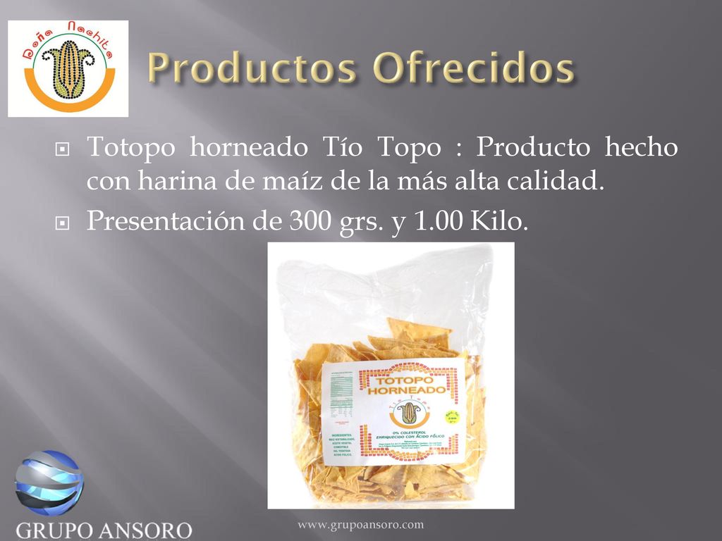 Productos Ofrecidos Totopo horneado Tío Topo : Producto hecho con harina de maíz de la más alta calidad.