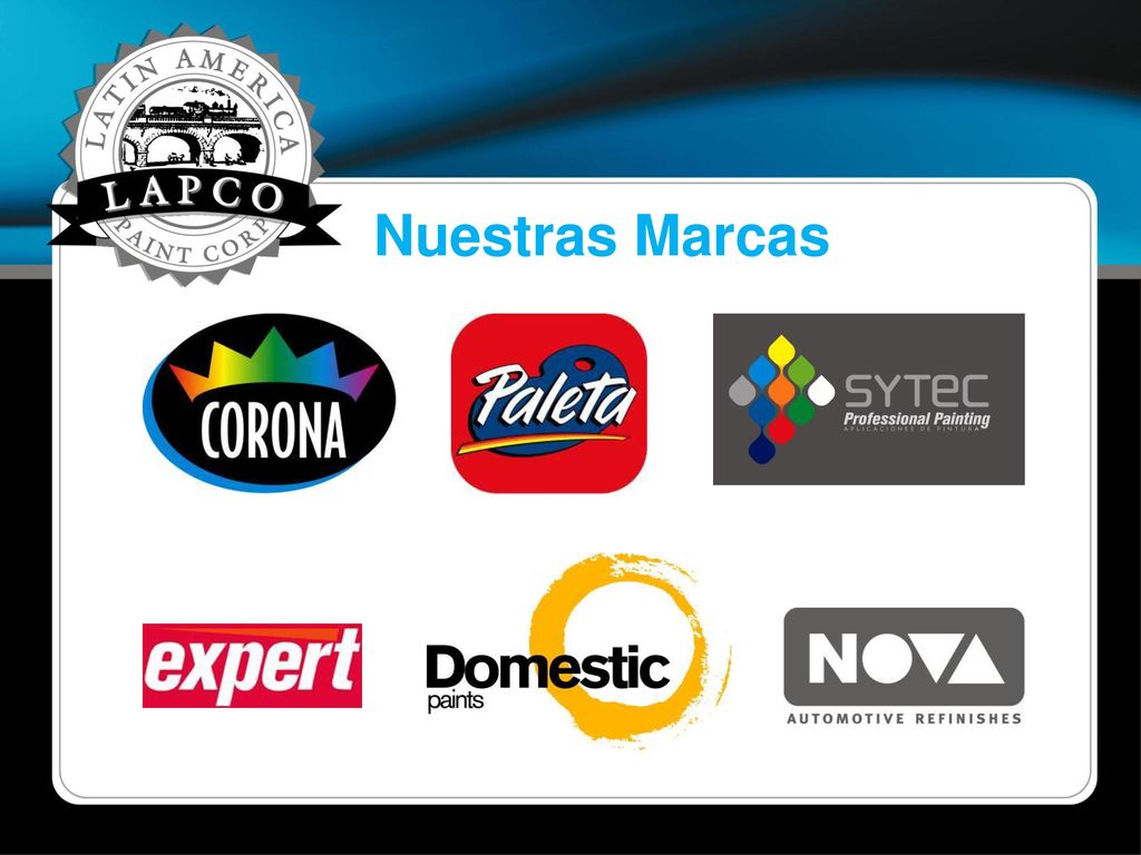 Nuestras Marcas NUESTRAS MARCAS… LOGOS DE Corona, Sytec, Paleta, Domestic, Expert y NOVA, GPS