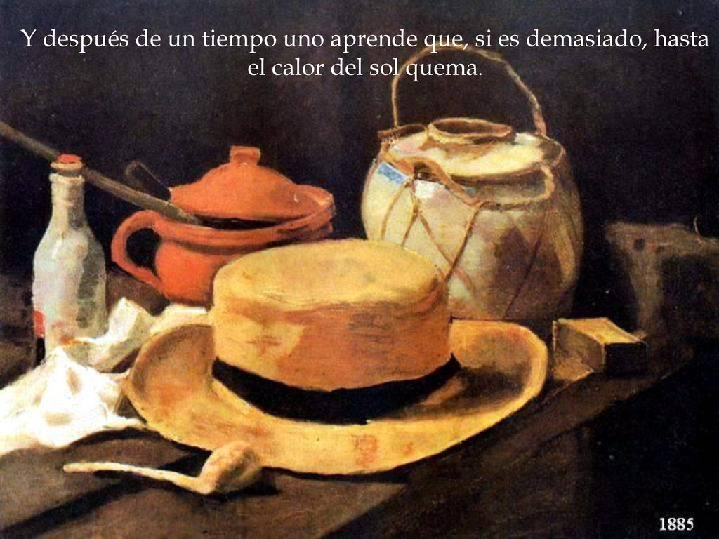Y después de un tiempo uno aprende que, si es demasiado, hasta el calor del sol quema.