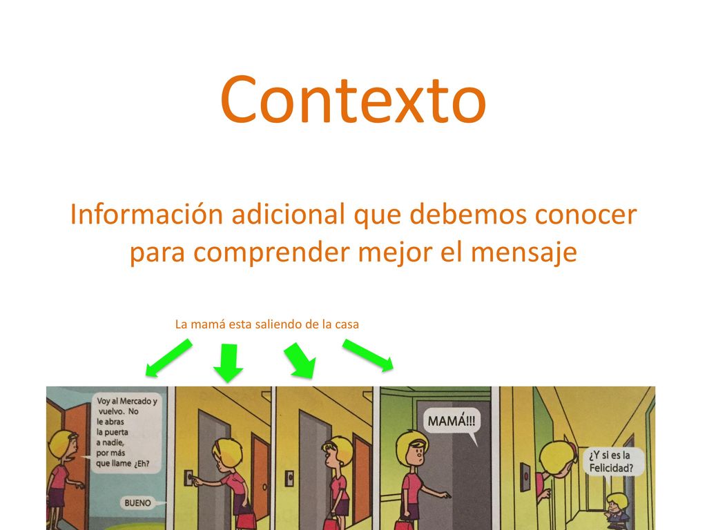 Contexto Información adicional que debemos conocer para comprender mejor el mensaje.