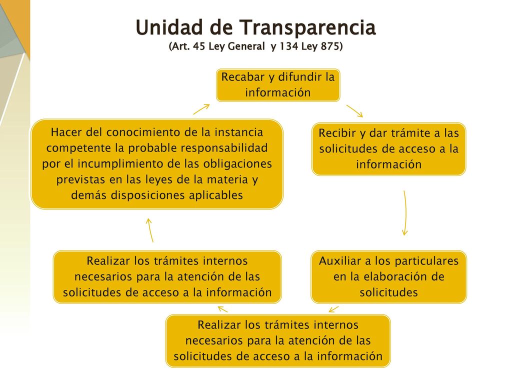 Unidad de Transparencia (Art. 45 Ley General y 134 Ley 875)