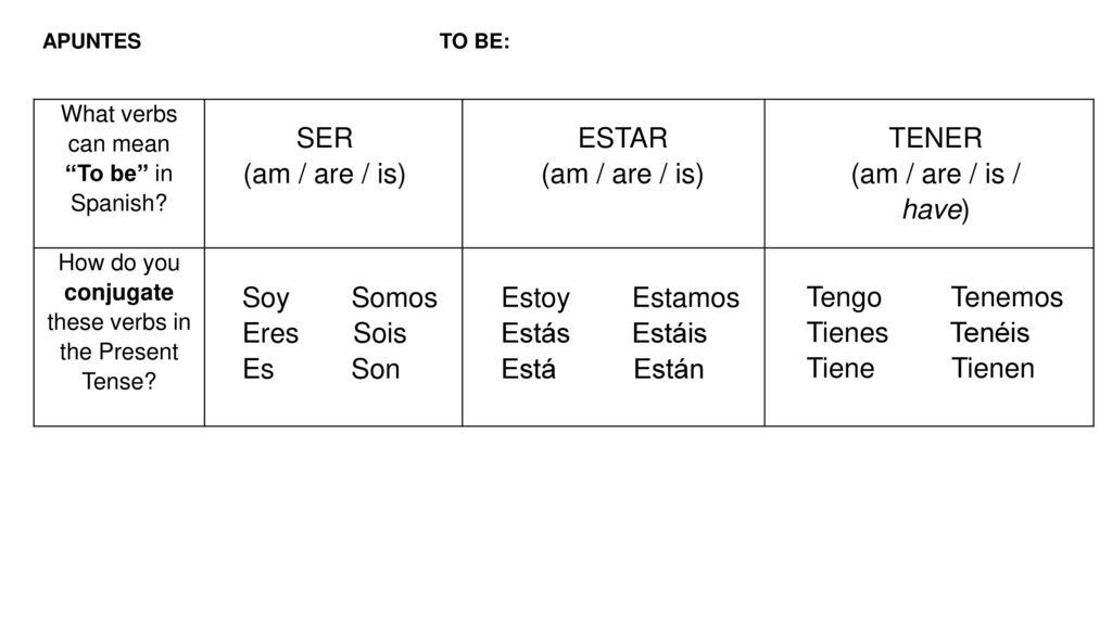 How do you conjugate these verbs in the Present Tense