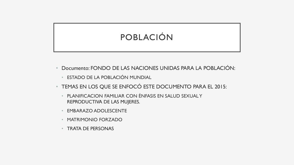 POBLACIÓN Documento: FONDO DE LAS NACIONES UNIDAS PARA LA POBLACIÓN: