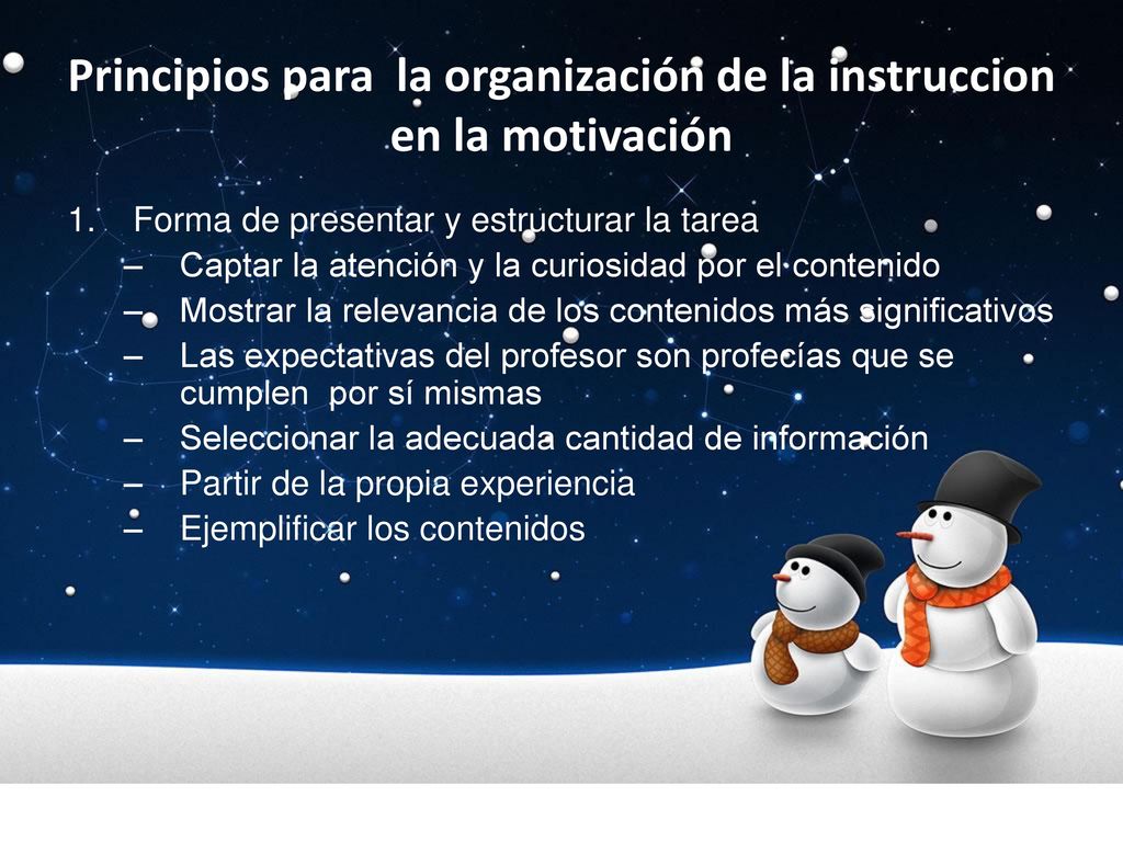 Principios para la organización de la instruccion en la motivación