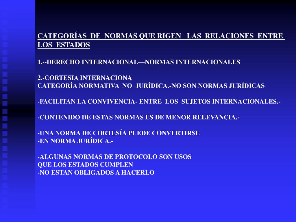 CATEGORÍAS DE NORMAS QUE RIGEN LAS RELACIONES ENTRE LOS ESTADOS