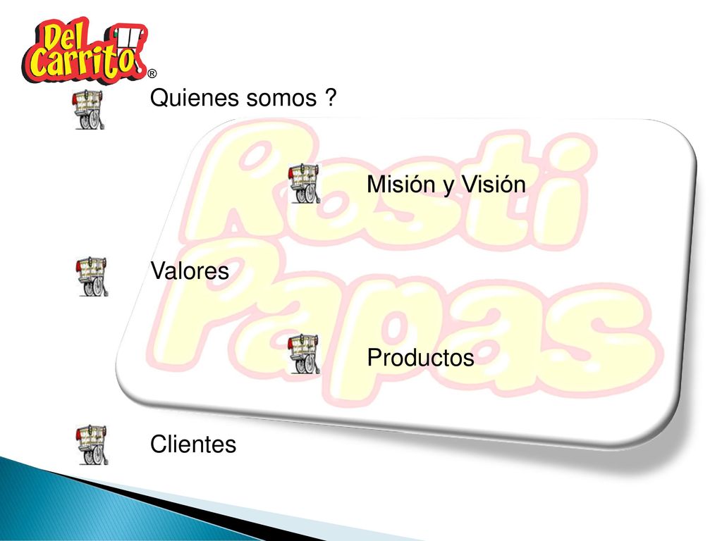 Quienes somos Misión y Visión Valores Productos Clientes