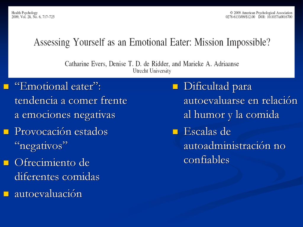 Emotional eater : tendencia a comer frente a emociones negativas