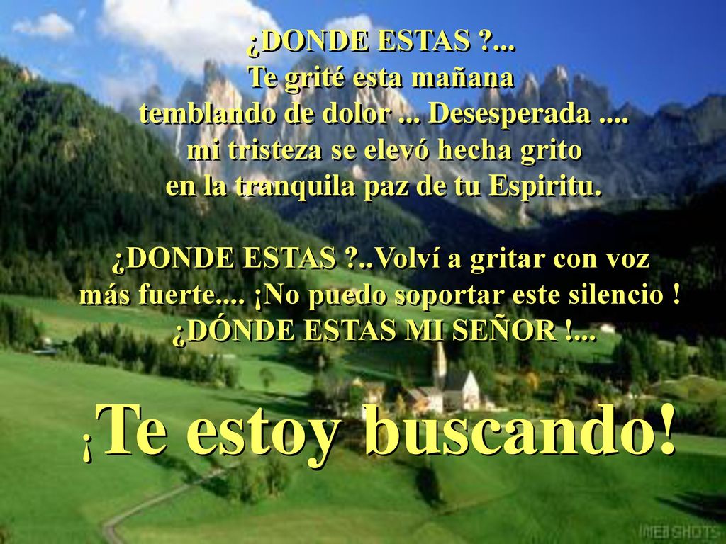 ¡Te estoy buscando! ¿DONDE ESTAS ... Te grité esta mañana